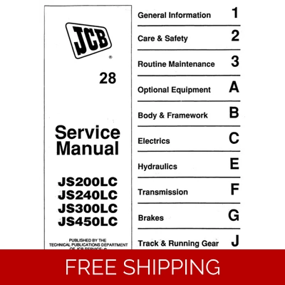 JCB JS200LC, JS240LC, JS300LC, JS450LC EXCAVATOR SERVICE REPAIR MANUAL